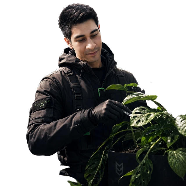Deniz Arici arbeitet an einer Pflanze
